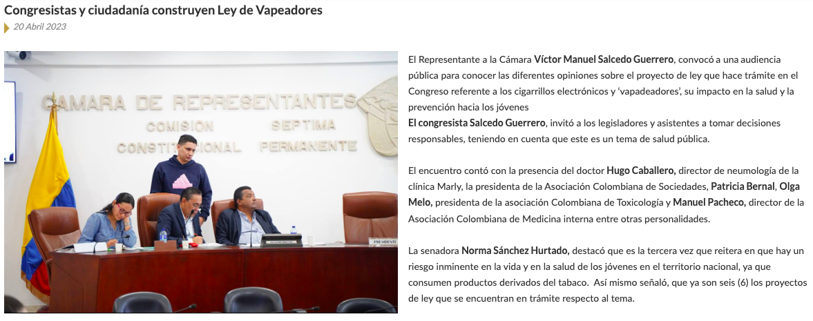 congresistas y ciudadania construyen ley de vapeadores - Nicotina