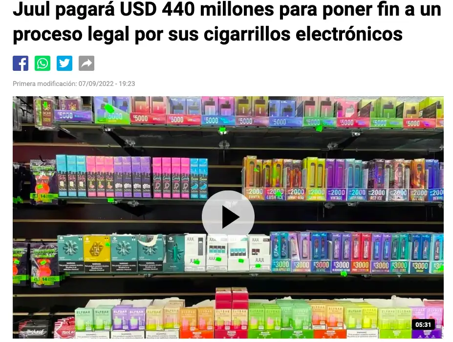 juul pagara 462 millones de dolares por fomentar vapeo entre menores - Nicotina